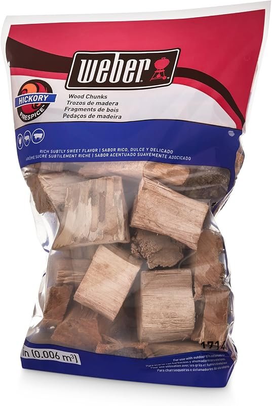 Weber Hickory Wood Chunks – 4 lb premium fuel delivering rich smoky fl