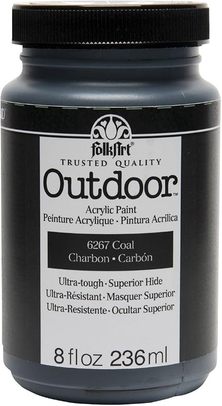 FolkArt Outdoor Acrylic Paint – Coal, 8‑oz tube, weather‑resistant, vi