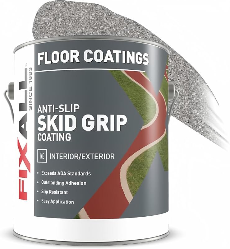 FIXALL Skid Grip Anti-Slip Coating, 1 Gallon, Smoke, ADA-Approved, Saf