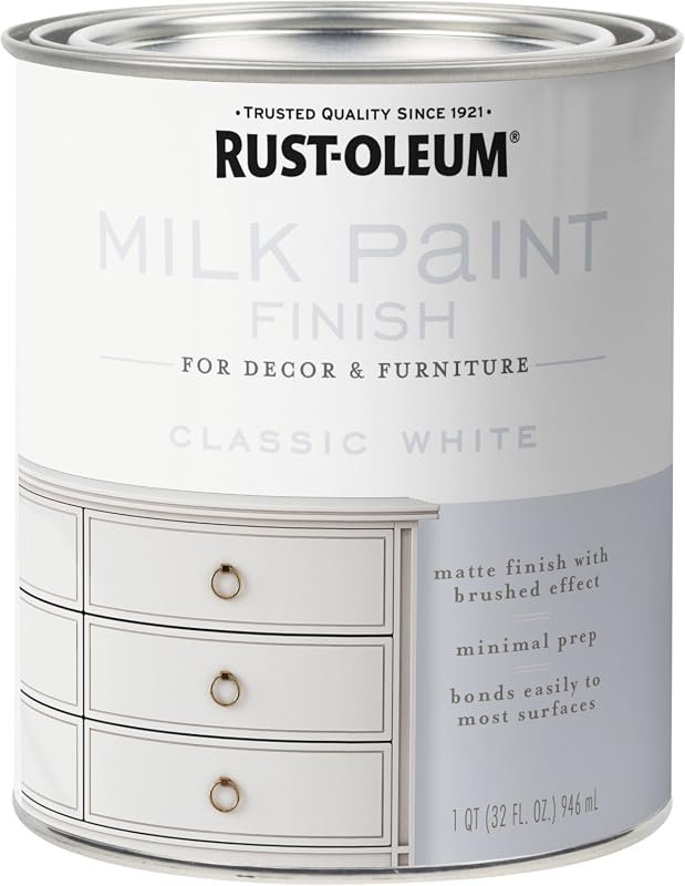 Rust‑Oleum Classic White Milk Paint – 1 qt, Eco‑Friendly, Crack‑Resist