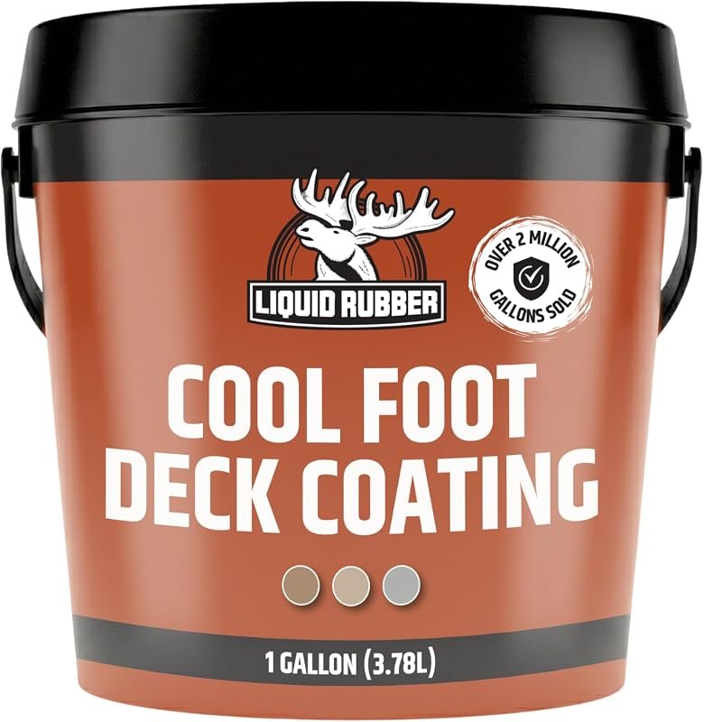 Liquid Rubber Cool Foot Pool Deck Coating, Cooling Misty Grey, 1 Gallo