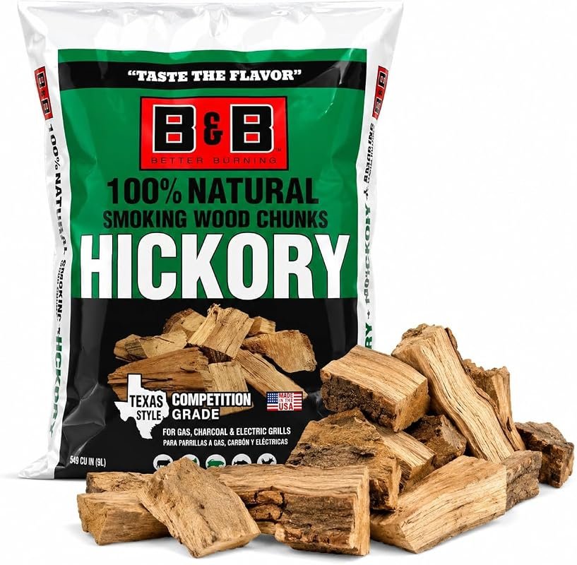 B&B Charcoal Hickory Wood Chunks – 549 cu in, BBQ smoke flavor for bee