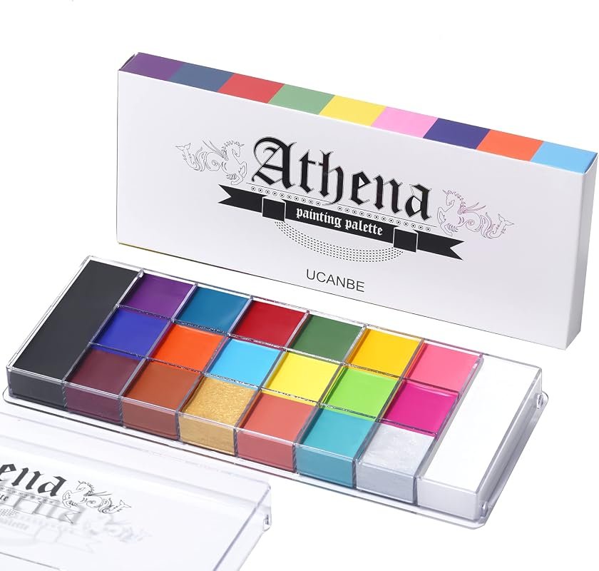 UCANBE Athena 20‑Color Oil Face & Body Paint Palette – Large Black/Whi
