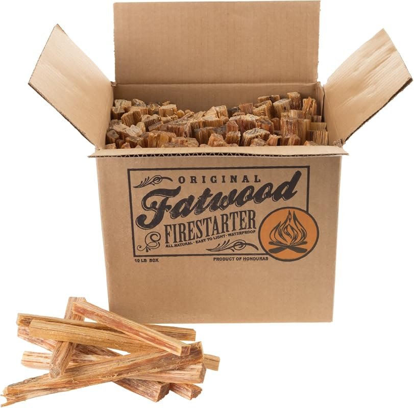 Pure Garden Fatwood Fire Starter Sticks – 10lb Box of Natural Pine Kin