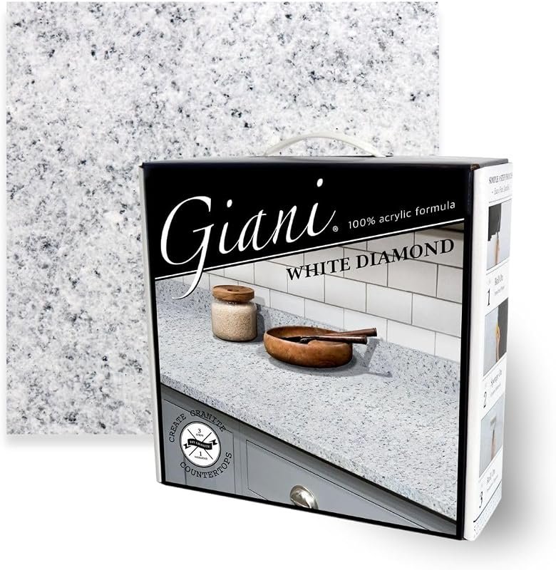 Giani Granite Countertop Paint Kit 2.0 – 100% acrylic, white diamond f