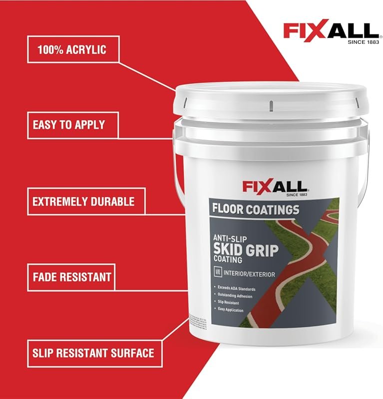 FIXALL Skid Grip Anti-Slip Coating, 5 Gallons, Slate, Exceeds ADA Stan