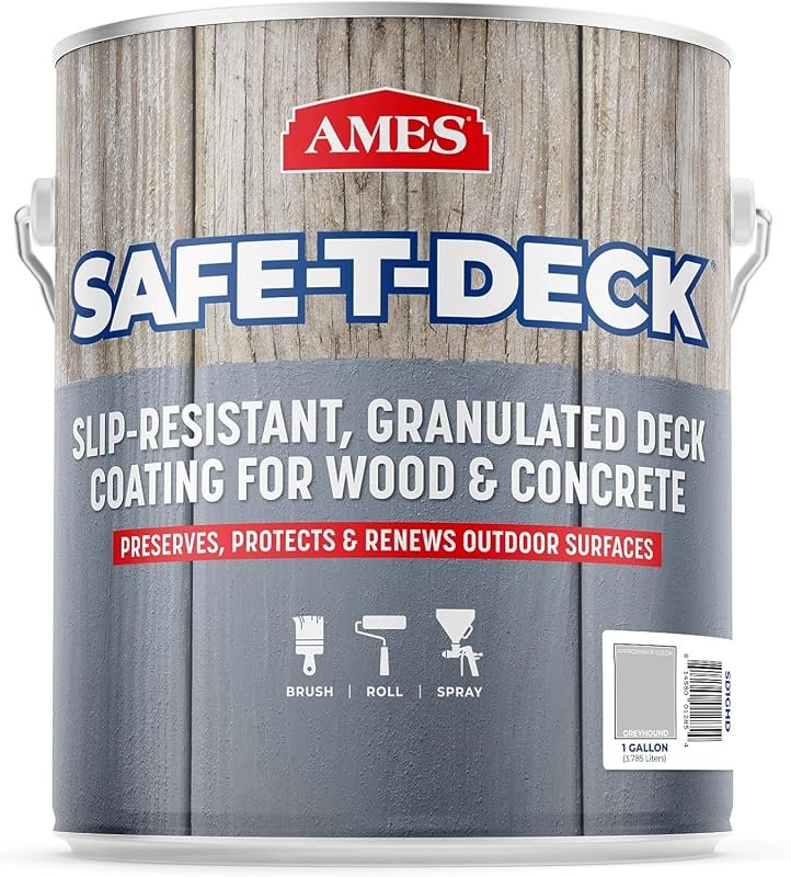 Ames Safe-T-Deck Granulated Exterior Paint, 1 Gallon, Greyhound for Po