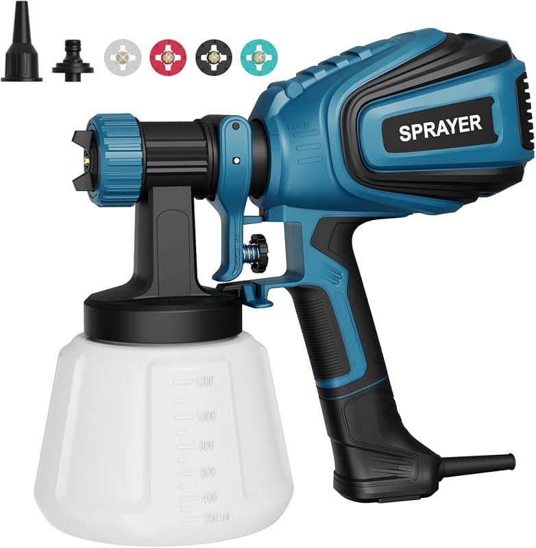 VONFORN 700W Paint Sprayer with 4 Nozzles and 3 Pattern Options for Ve