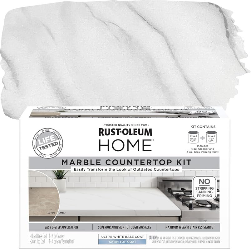 Rust-Oleum Home Marble White Countertop Coating Kit – high‑gloss, dura
