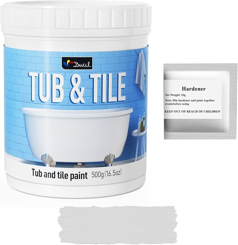 DWIL Tub Tile Paint 16.5 oz, Light Gray, Water-Based, Low Odor, Semi-G