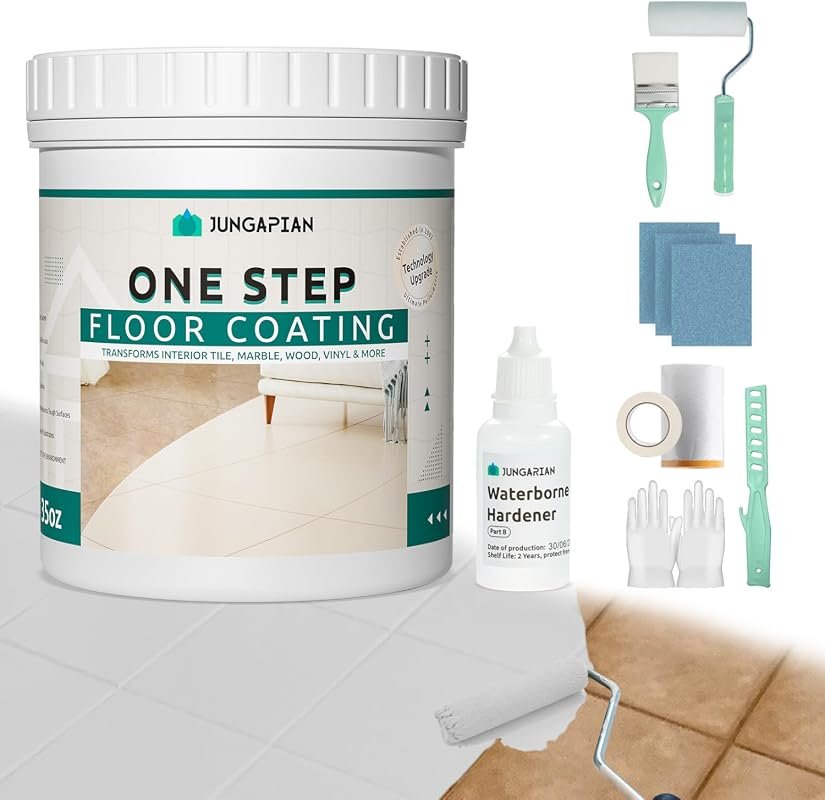 One Step Floor Coating Kit in Light Grey, Water-Based, Low Odor, One-S