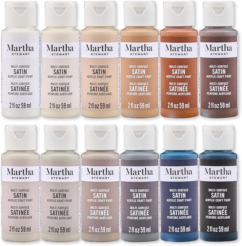 Martha Stewart Multi-Surface Satin Paint Set, 12 Colors