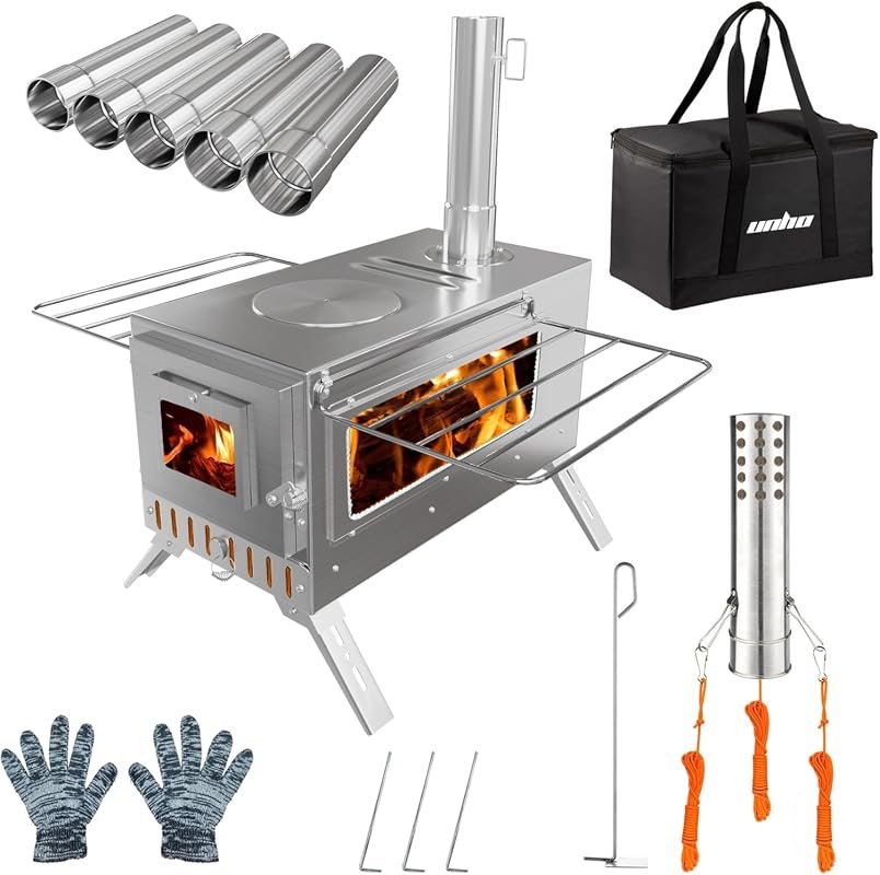 unho Stainless Hot Tent Stove Featuring Crack‑Resistant Ceramic Glass