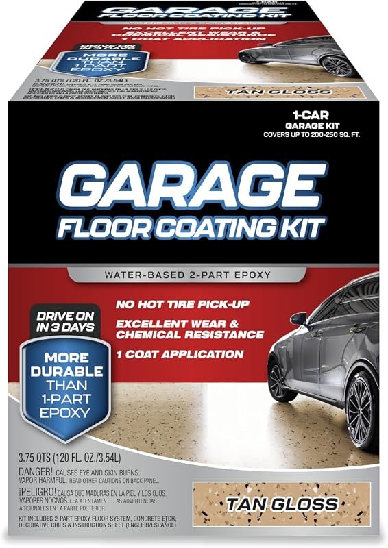 Garage Floor Kit: 2-Part Epoxy for Concrete, High-Gloss, Chemical- and