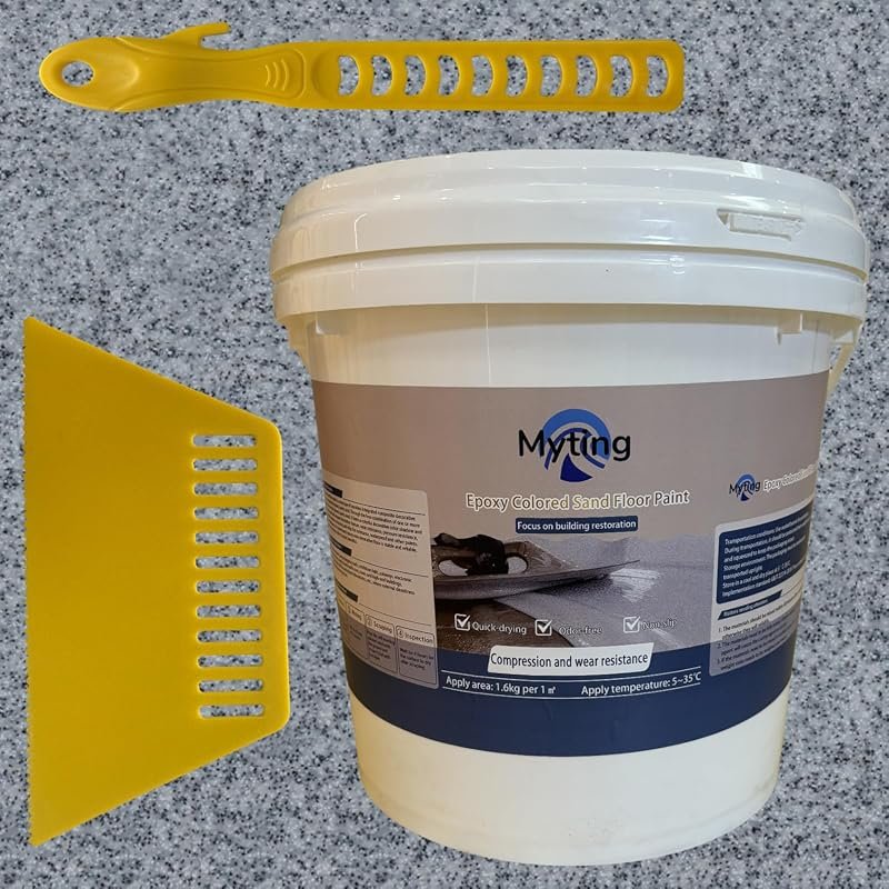 Epoxy Colored Sand Floor Paint, High-Gloss Marble-Effect Indoor/Outdoor Coating, Wear-Resistant, Non-Slip, Self-Leveling, Gray