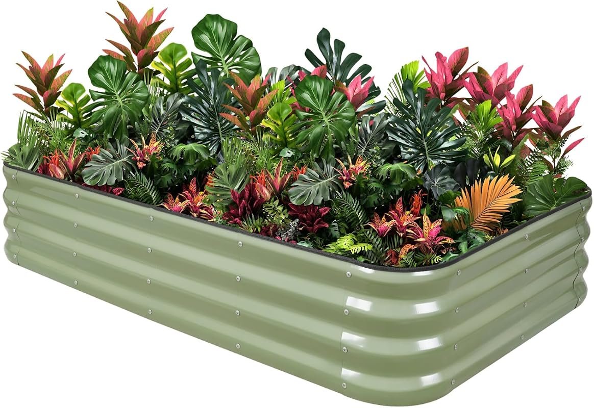 1MORE 5×3×1 ft Green Modular 4‑in‑1 Raised Garden Bed – Single Pack, P