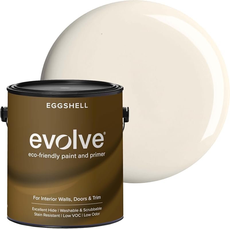 EVOLVE Interior Paint and Primer in Eggshell Coconut Cream, one-coat c