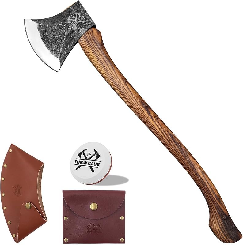 32.4 Wood Splitting Axe, 6 lb Steel Head, Hickory Handle, Leather She