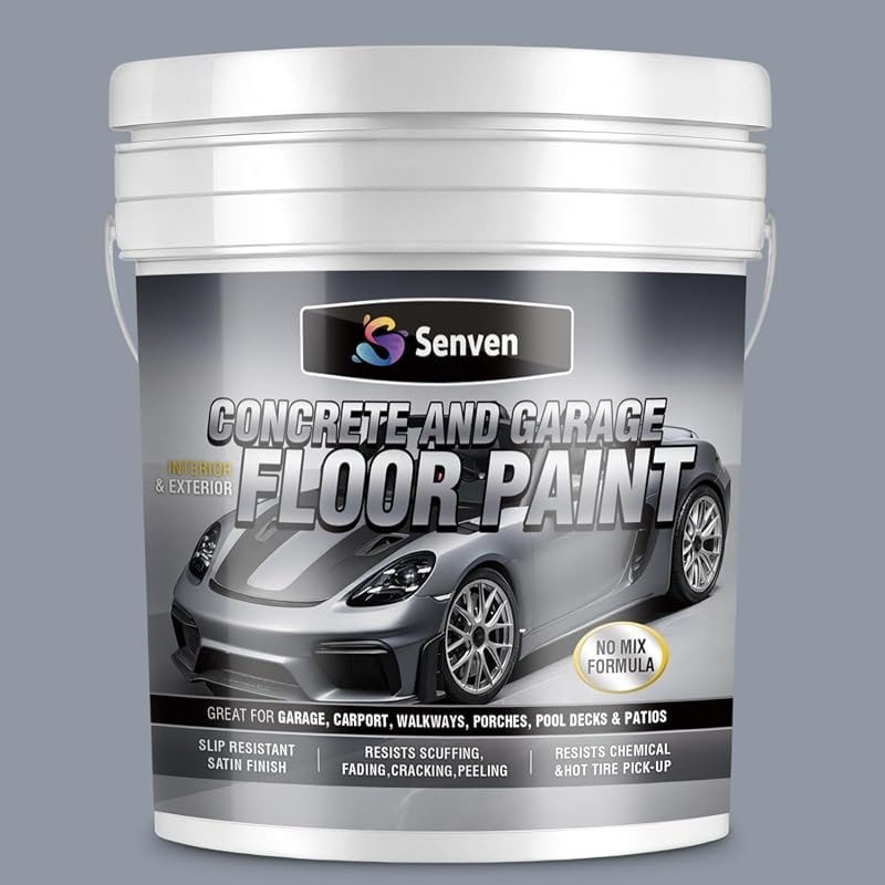 SENVEN Light Gray Concrete & Garage Floor Paint, 1 Gallon, Interior/Ex