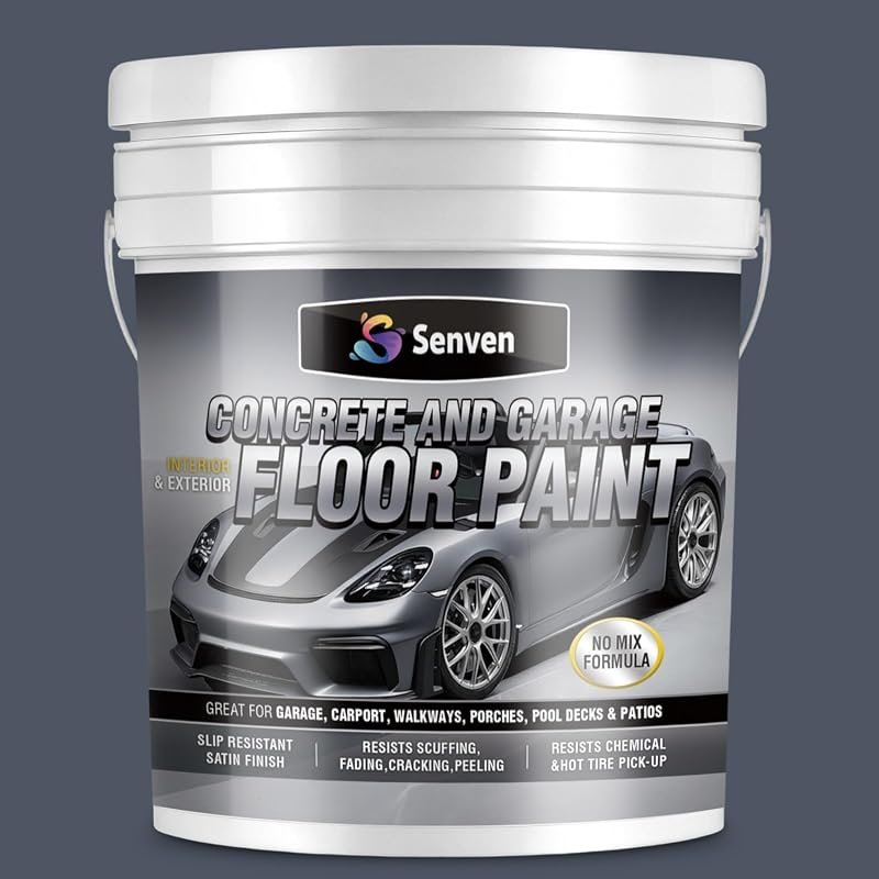 SENVEN Acrylic Concrete & Garage Floor Paint, Slate Gray, 1 Gallon, Co