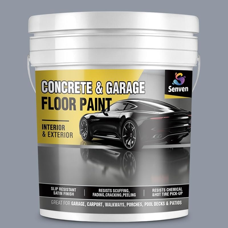 SENVEN Concrete & Garage Floor Paint Light Gray, 5 Gallon, Interior/Ex