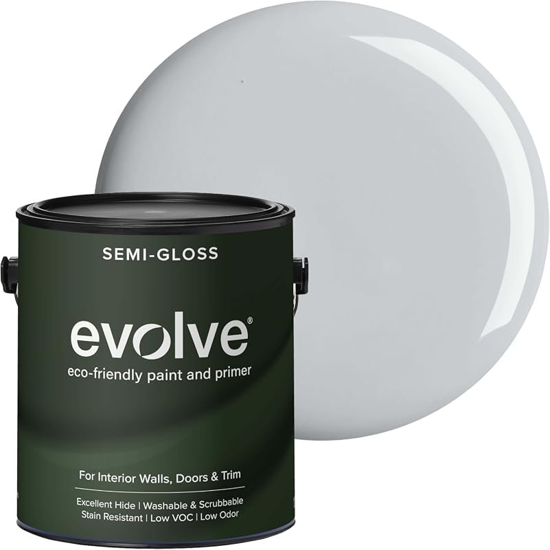 EVOLVE Interior Paint & Primer in Four Sheens, Silver Gray, One-Coat, 