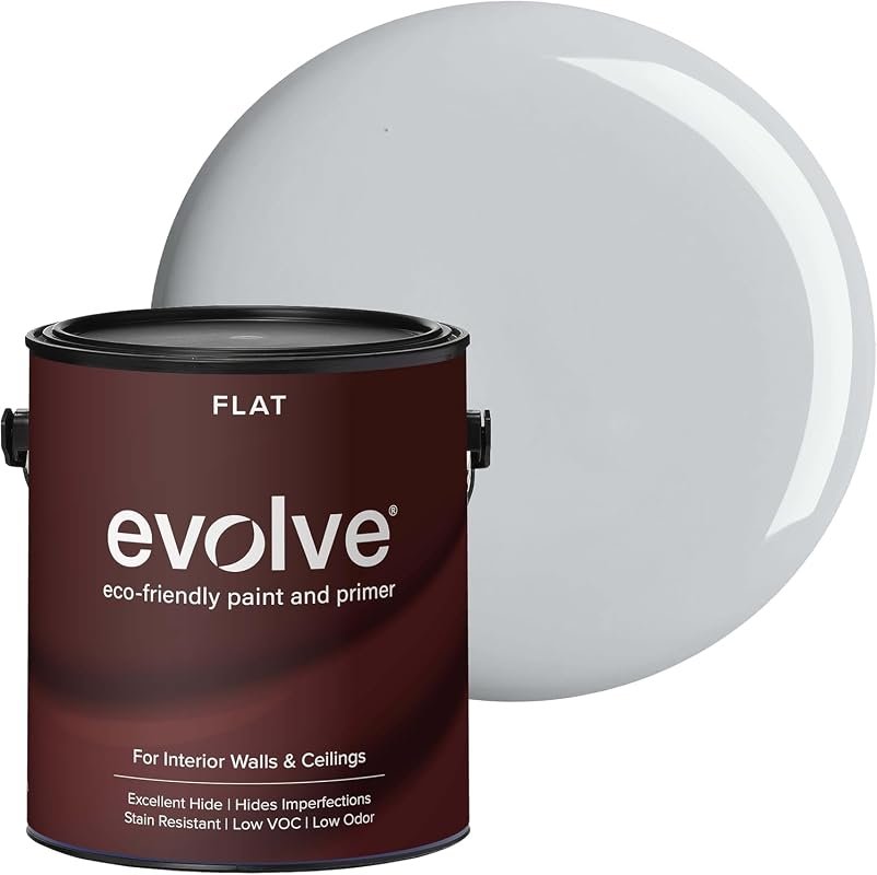 EVOLVE Interior Paint & Primer Flat Silver Gray, 1 Gallon, One-Coat Co