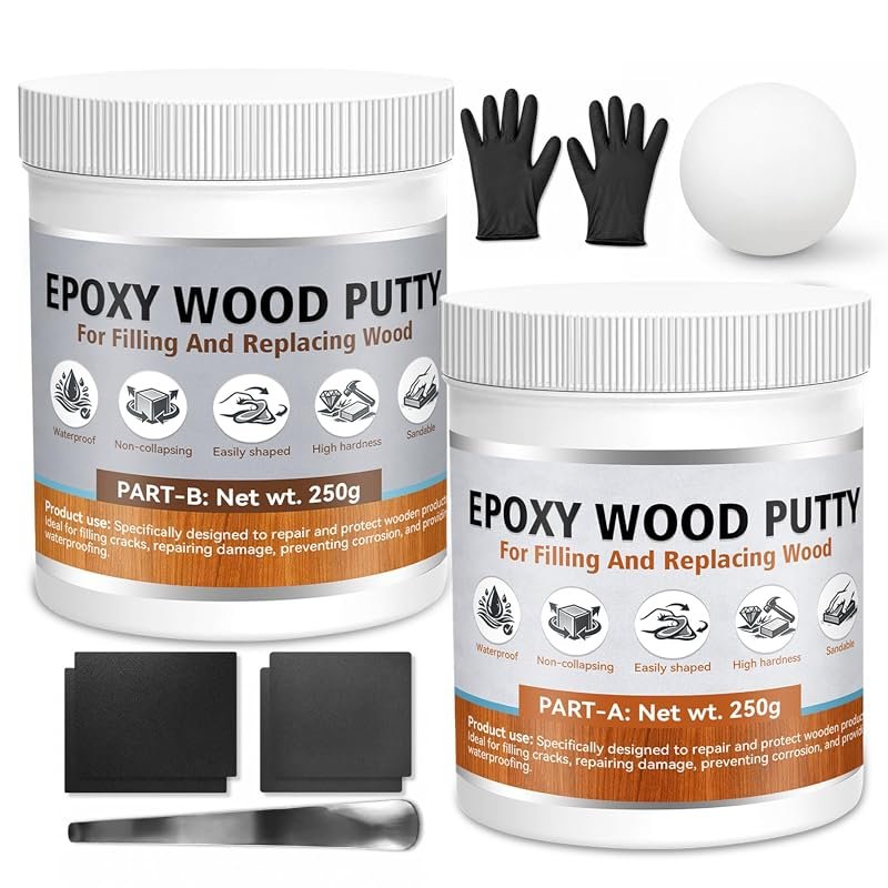 Epoxy Wood Putty Filler 17.64 oz 2‑Part Repairs Cracks, Gaps, and Hole