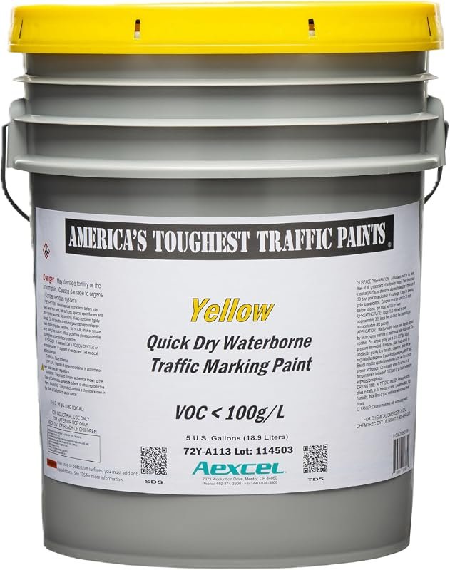 Quick‑Dry 20‑Minute Traffic & Zone Marking Paint – Yellow, 5‑Gallon, W