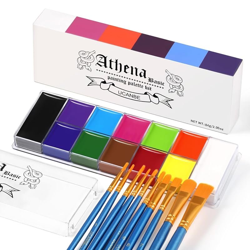 UCANBE Athena Basic 12‑Color Oil‑Based Face & Body Paint Palette – Com