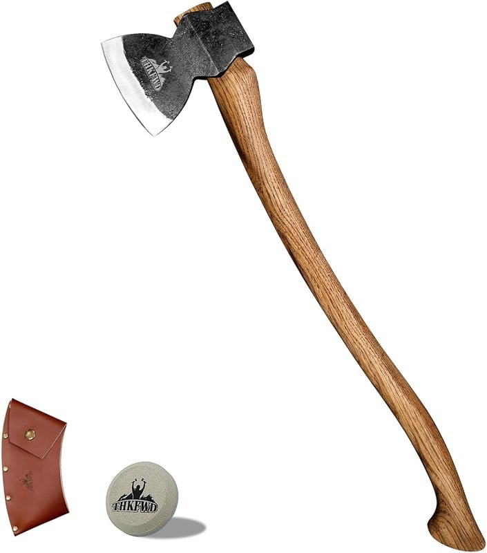 34.7 Splitting Axe, 1065 High Carbon Steel Head, Hickory Handle, Leat