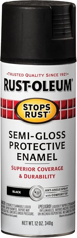Rust-Oleum Stops Rust Spray Paint in Semi-Gloss Black for durable outd
