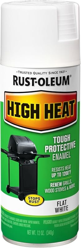 Rust-Oleum High Heat Flat White Enamel Spray Paint for Durable Heat-Re