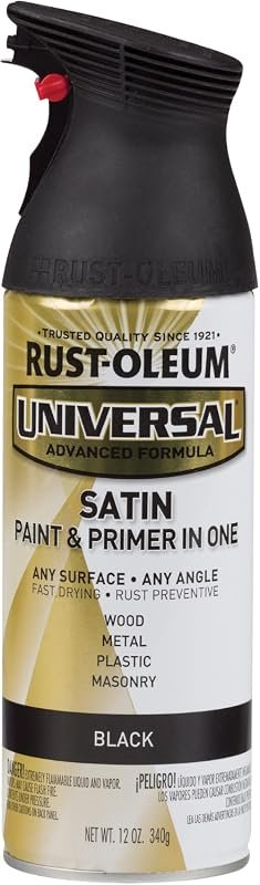 Rust-Oleum Universal All-Surface Spray Paint – Satin Black, Versatile,