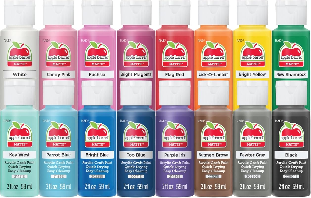 Apple Barrel Vibrant Spectrum Collection Acrylic Craft Paints, 16 Assorted Matte Colors