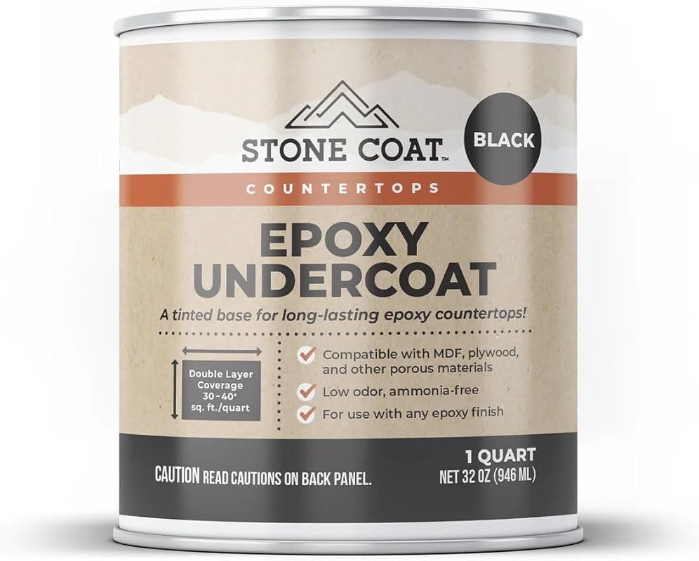 Stone Coat Countertops Epoxy Undercoat Black – 1 Quart for Bar Tops an