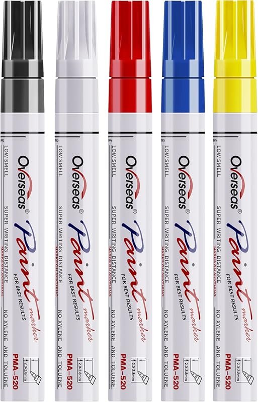 Overseas 5-Color Oil-Based Paint Pens – Permanent Markers with Medium 