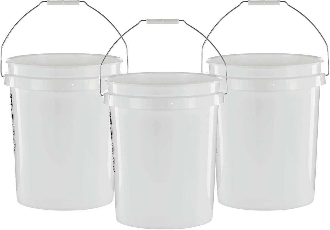United Solutions 5-Gallon Buckets Pack of 3: Heavy-Duty, BPA-Free Whit