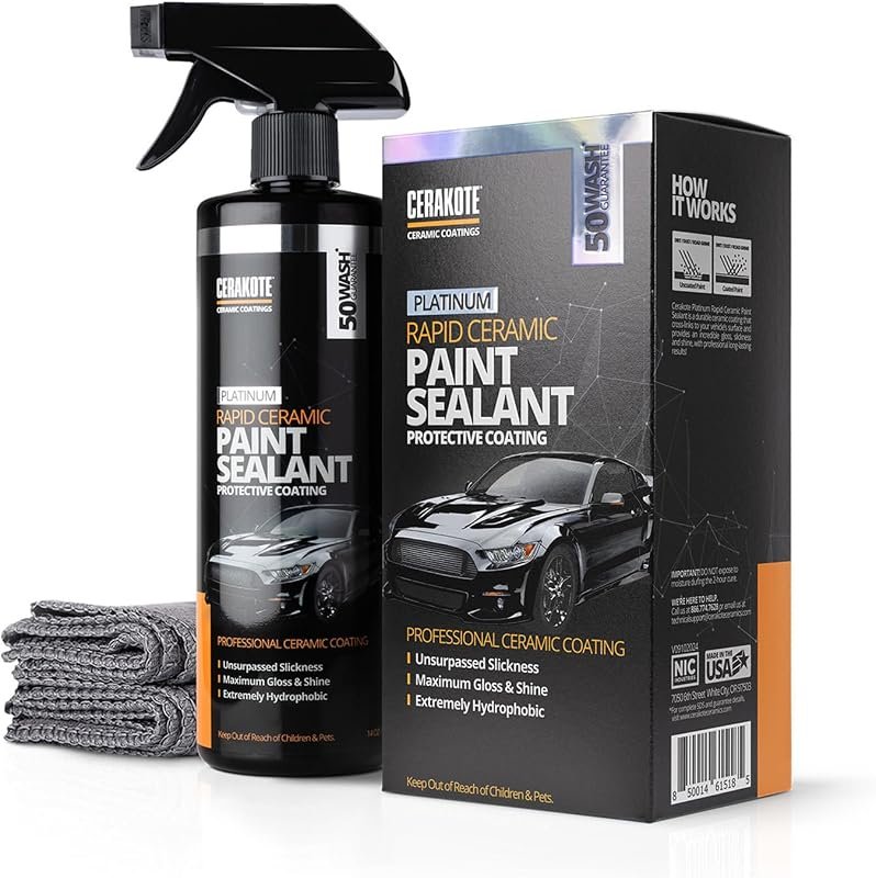 CERAKOTE Rapid Ceramic Paint Sealant for Cars, Professional-Grade Ceramic Coating, 14 oz