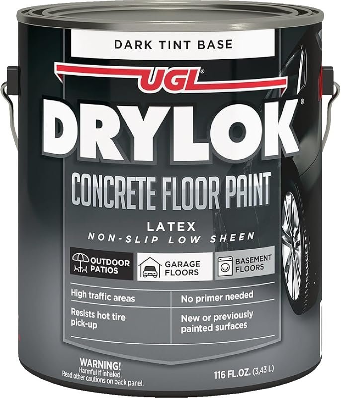 Drylok 43813 Concrete Floor Paint, Non-Slip Dark Tint Base, 1-Gallon, 