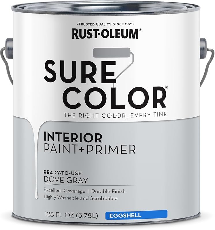 Rust-Oleum 380223 Dove Gray Sure Color Interior Paint with Primer, Eggshell Finish, 1 Gallon