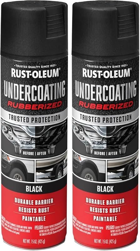 Rust-Oleum 248657 Rubberized Undercoating Spray – 15 oz Black, Pack of