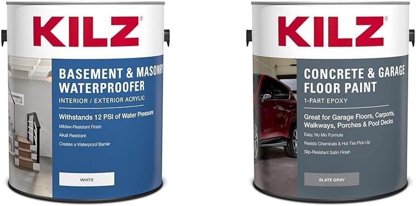 KILZ 1-Gallon Basement & Masonry Waterproofing Paint and 1-Gallon Conc