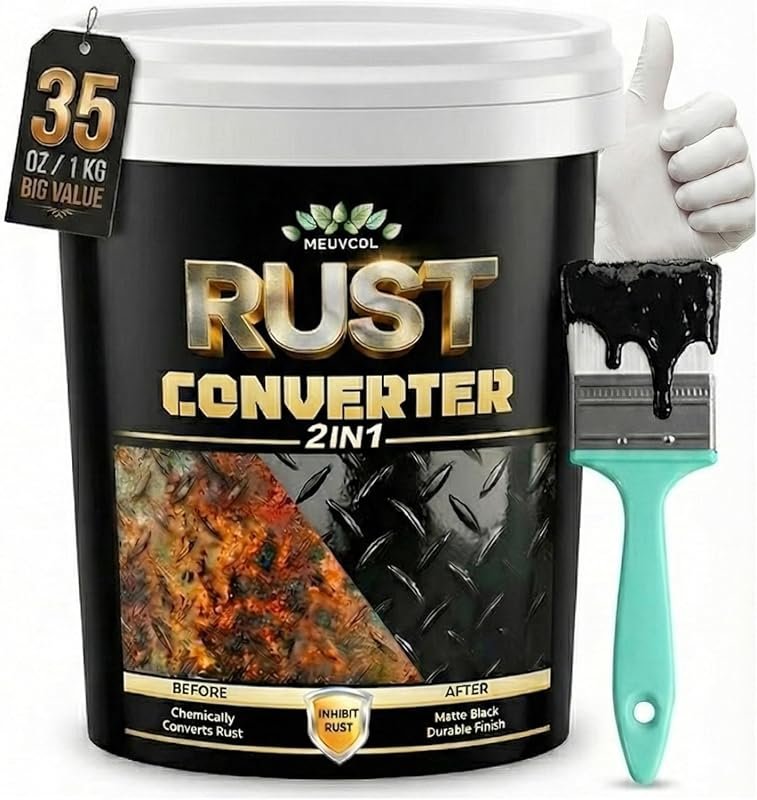 2-in-1 Rust Converter and Metal Primer, 35oz Black Reformer for Metal,