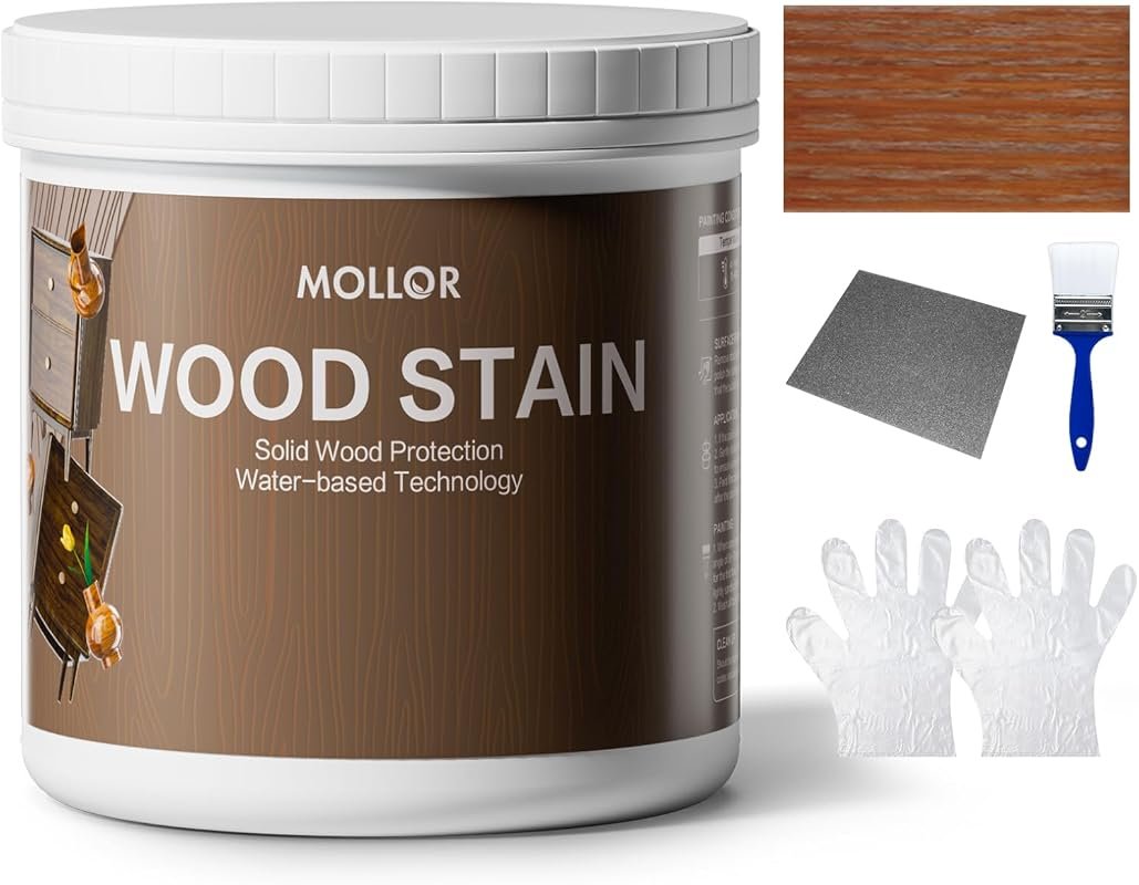 16 Oz Water-Based Wood Stain and Sealer in One, Teak – With Tools Incl