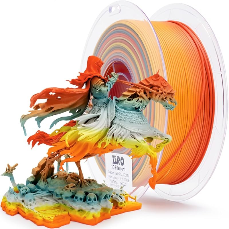 ZIRO 3D Printer Filament PLA – Fast Color Change Matte, 1kg Paint Spla