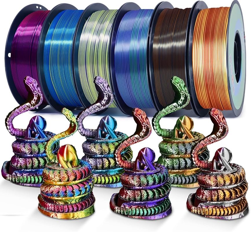 YOUSU Silk PLA Filament Rainbow Color 1.75mm — Tri-Color 6kg Pack with
