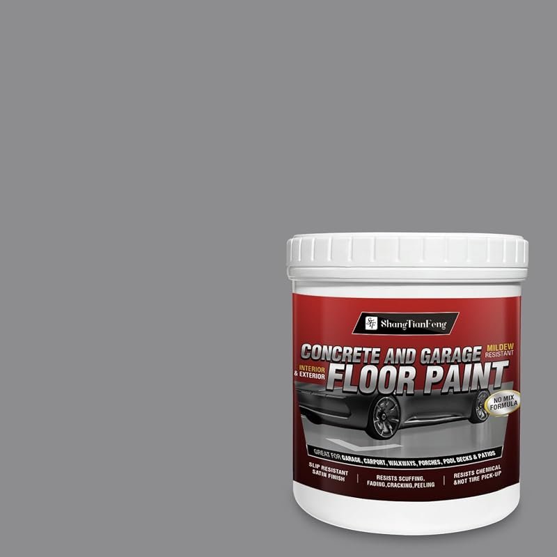 Professional Floor Paint Kit, Silver Gray, 5-Gallon, 800–1000 sq ft Co