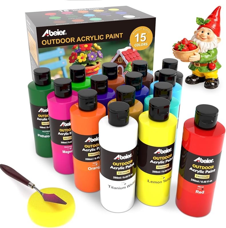 ABEIER Outdoor Acrylic Paint Set with Waterproof and UV-Resistant Finish