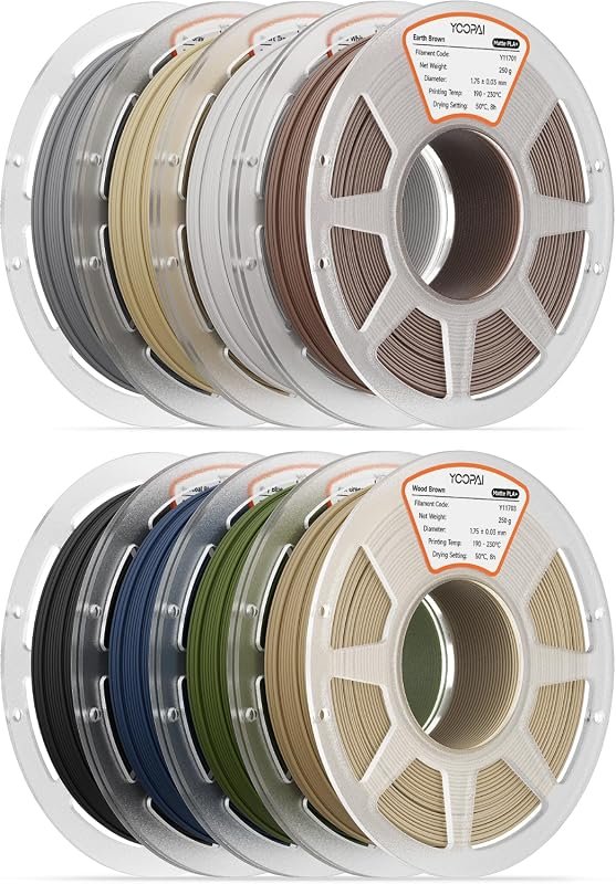 250g Matte PLA+ Filament Bundle, 1.75mm, Multicolor 3D Printer Filamen